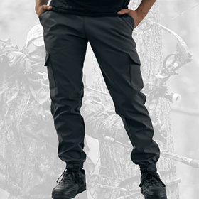 Водостійкі тактичні штани на флісі (46-56р) Джогери Утеплені Софтшел Сірі
