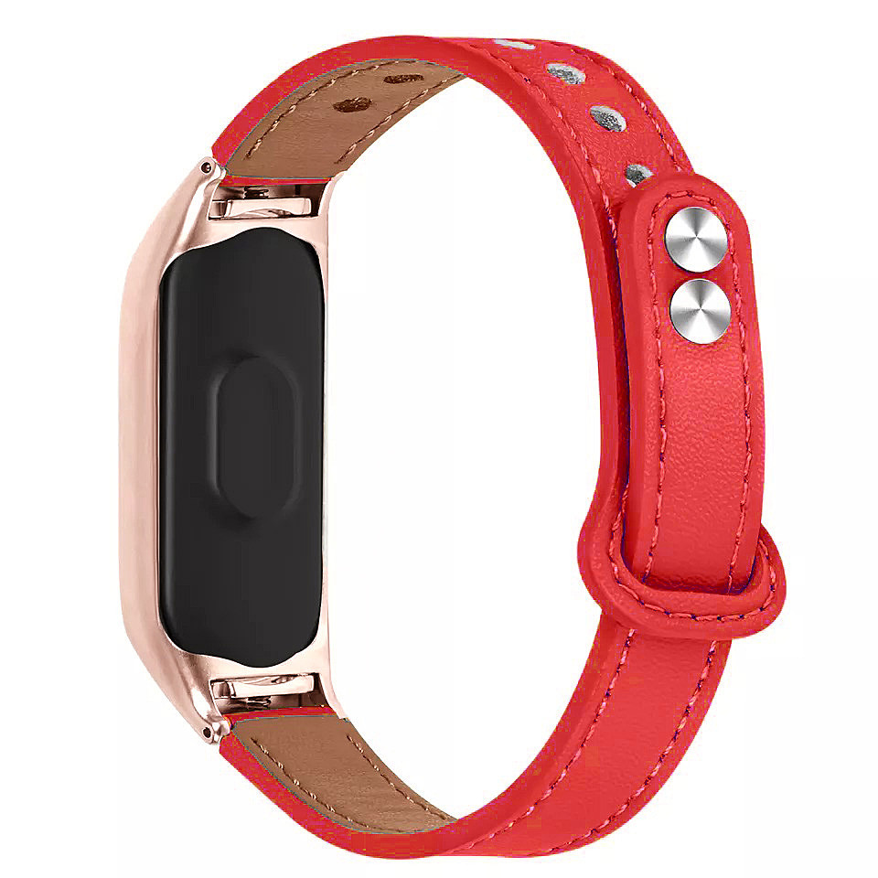 Ремінець Leather Strap для Xiaomi Mi Band 7 Red