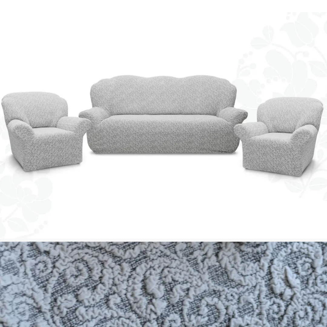 Де універсальні чохли на дивани крісла накидки,чохол для дивана і крісла жакардові без оборки Сірий, фото 1