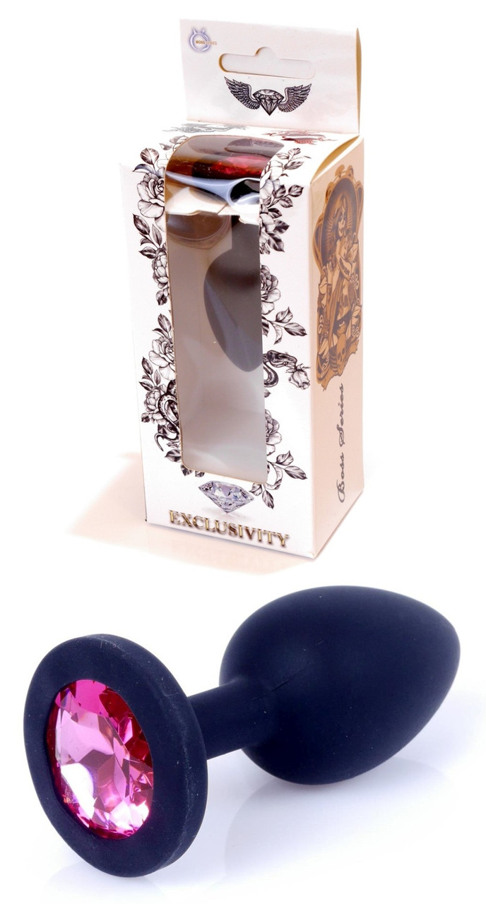 Силіконовий анальний затор Boss Series - Jewellery Black Silicon PLUG Small Pink S, BS6400083