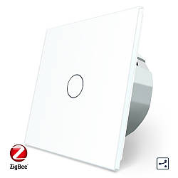 Розумний сенсорний прохідний ZigBee вимикач 1 сенсор Livolo біле скло (VL-C701SZ-11)
