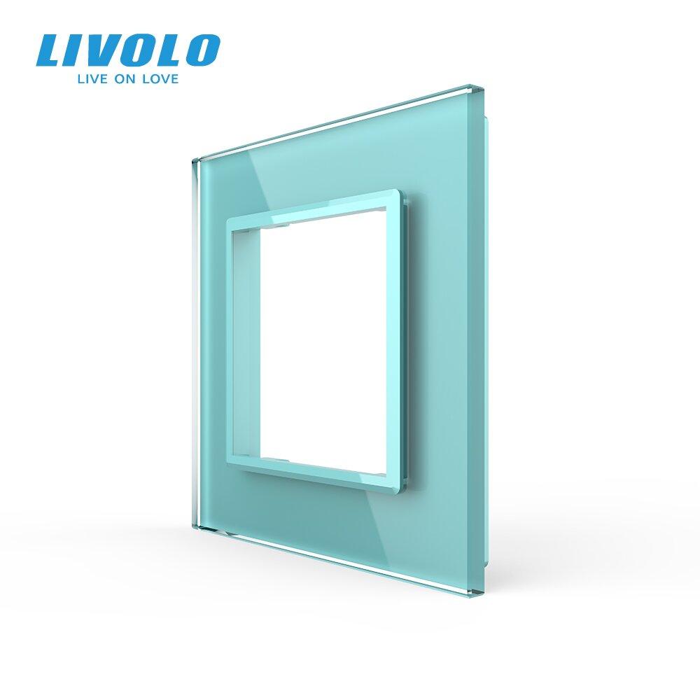 Рамка розетки 1 місце Livolo зелене скло (C7-SR-18)