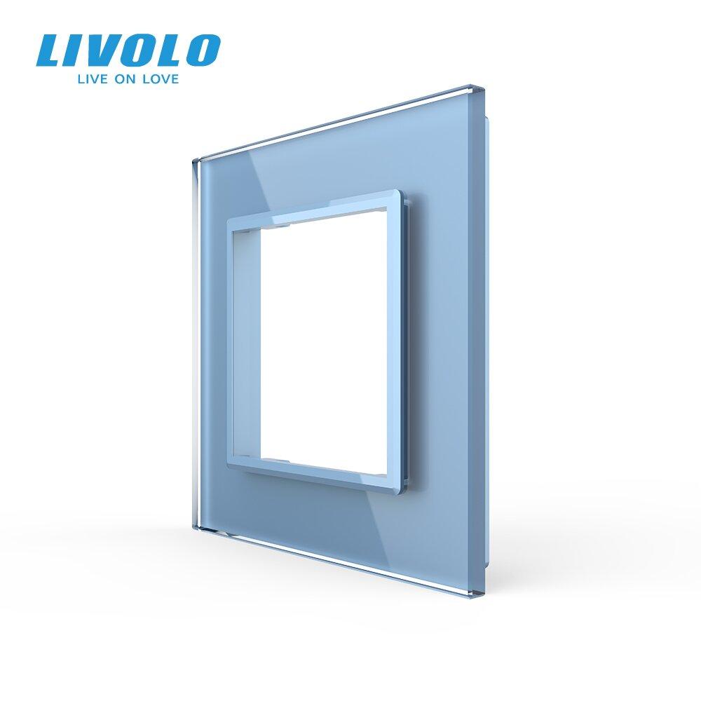 Рамка розетки 1 місце Livolo блакитне скло (C7-SR-19)