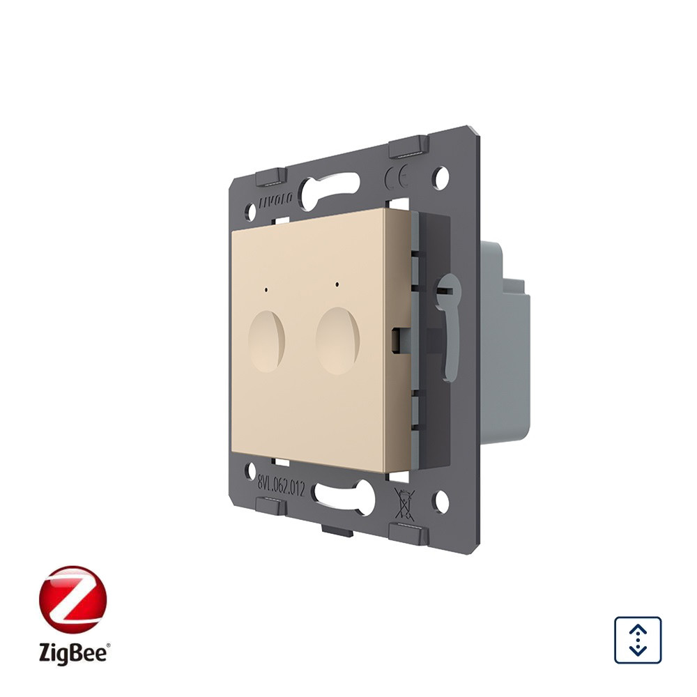 Розумний механізм сенсорний ZigBee вимикач для ролет Sense Livolo золото (VL-FC2WZ-2AP)