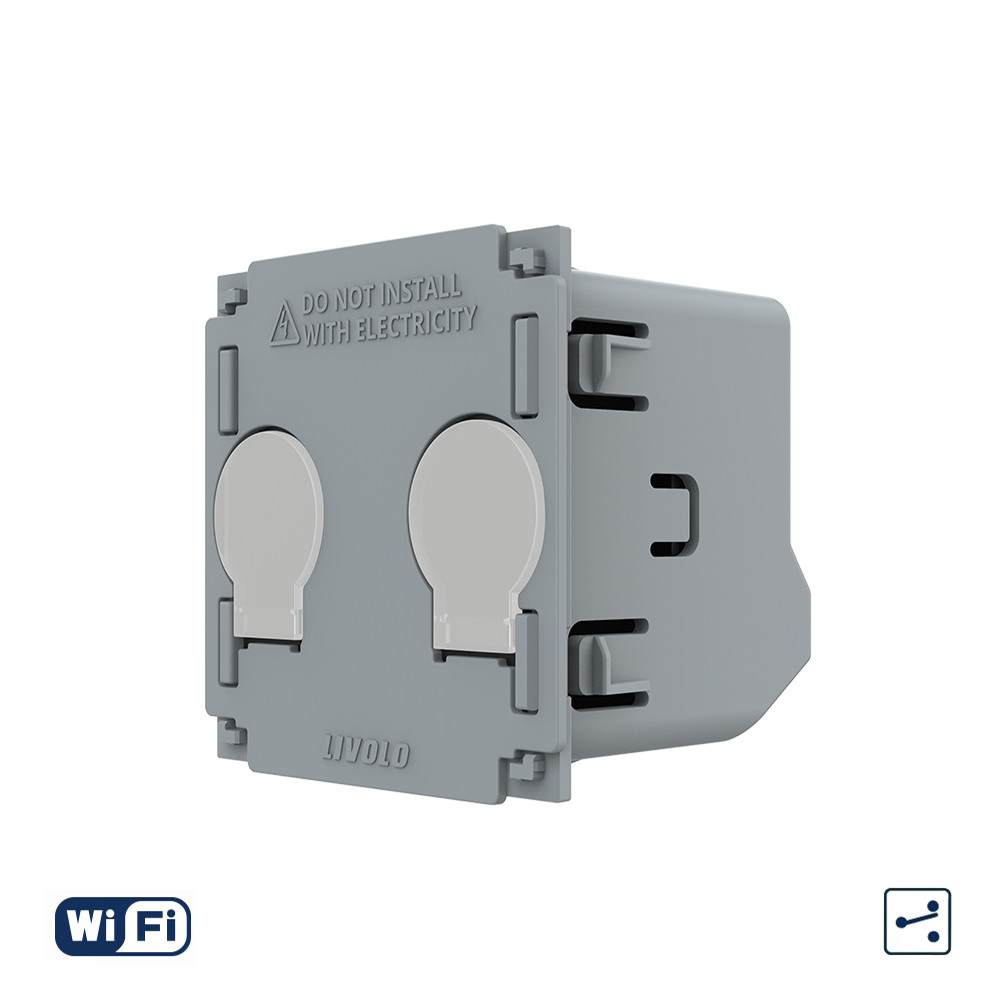 Механізм сенсорний прохідний вимикач 2 канали Wi-Fi Livolo (VL-FC2SNY-2G)