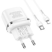 Быстрое зарядное устройство Hoco N24 20W (1 Type-C) + кабель Type-C to Lightning для iPhone