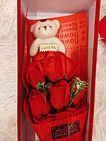 Букет з троянд-ароматизоване мило ЧЕРВОНИЙ, оригінальний подарунок букет набір з мильних троянд