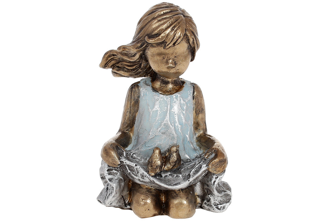 Декоративна статуетка Дівчинка з пташками, 5*4.5*7.5 см, в пакованні 6 шт. (K07-185)