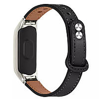 Ремешок Leather Strap для Xiaomi Mi Band 7 Black