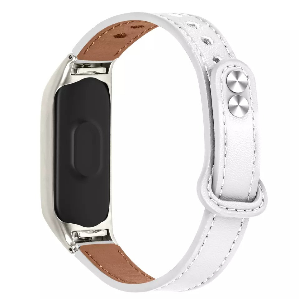 Ремінець Leather Strap для Xiaomi Mi Band 7 White