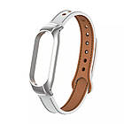 Ремінець Leather Strap для Xiaomi Mi Band 7 White, фото 3