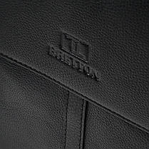 Сумка чоловіча шкіряна на плече чорна з кишенями зовні та на два відділи з перегородкою всередині Bretton 5387-3, фото 6