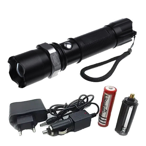 Ручний акумуляторний ліхтар X-Balog BL-8626-XPE, 1x18650, зарядка 220V та 12V, з фокусуванням, з ремінцем