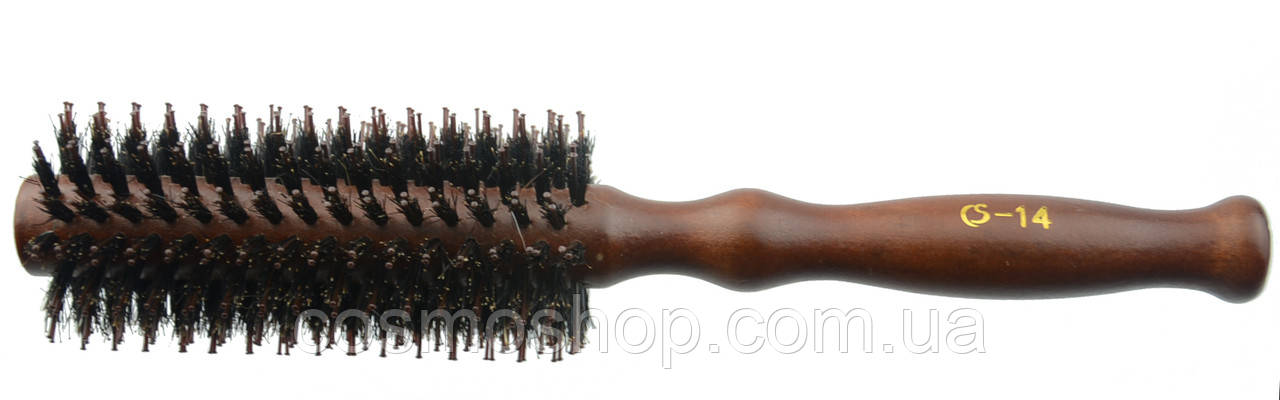 Щітка для волосся CS-14 тип A брашинг d4.9/L22 см дерев'яна ручка фігурна ворс 10см прямий, 1шт