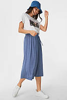 Женская юбка в полоску, размер евро 44, цвет светло-синий