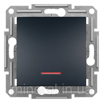 Вимикач без фіксації 1-клавішний Schneider Electric EPH1600171 Asfora, антрацит, пластик, з підсвіткою, фото 1