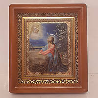 Ікона Моління про чашу, лик 10х12 см, в коричневому дерев'яному кіоті