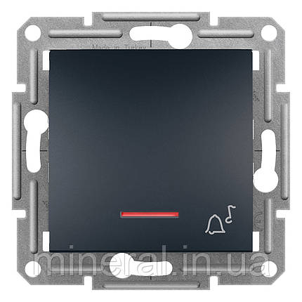 Вимикач без фіксації 1-клавішний Schneider Electric EPH1700171 Asfora, антрацит, пластик, з підсвіткою, фото 1