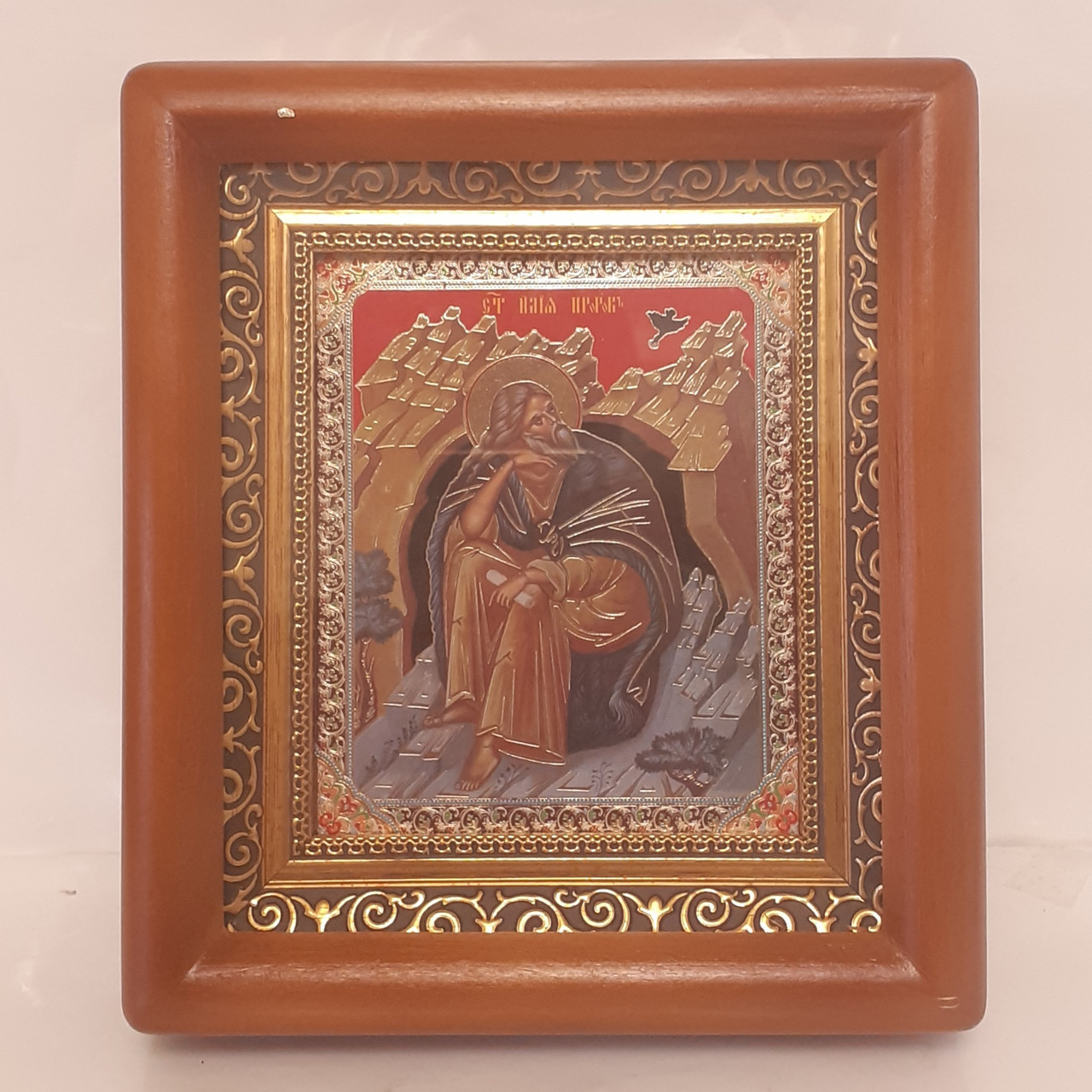Ікона Пророк Ілля святий, лик 10х12 см, в коричневому дерев'яному кіоті