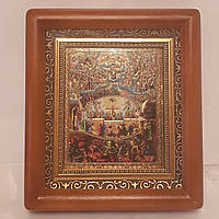 Страшний суд, лик 10х12 см, в коричневому дерев'яному кіоті