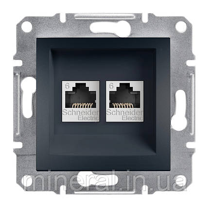 Розетка комп'ютерна Schneider Electric EPH4800171 Asfora, антрацит, пластик, фото 1