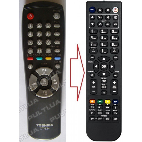 Пульт для телевізора TOSHIBA CT-824 (аналог), фото 1