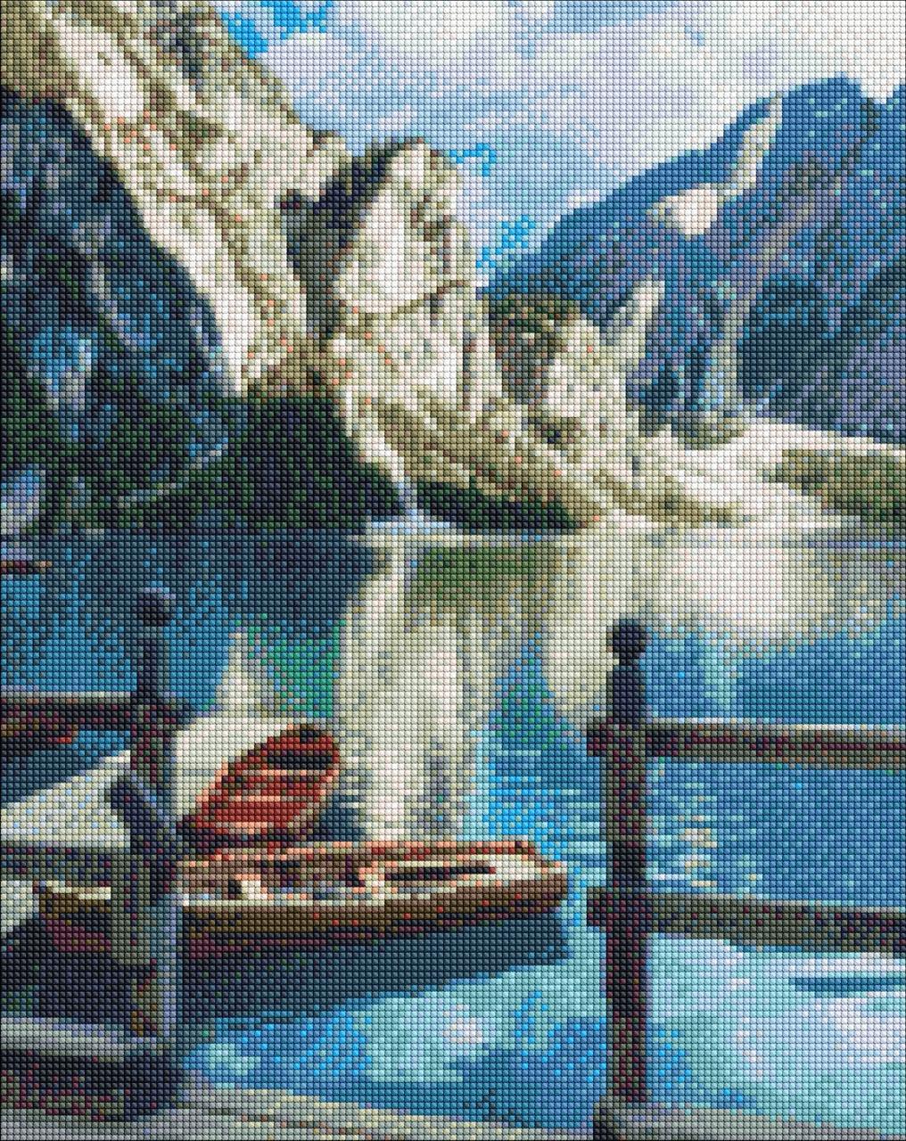 Алмазна мозаїка AMO7301 Гірський спокій, 40x50см Ideyka на підрамнику