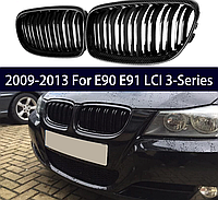 Решетка ноздри BMW (БМВ) 3 series Е90 Е91 LCI (2009-2012) Глянец 2 ребра Карбон