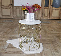 Кофейный стол Большой из металла и мрамора листьями Гинкго золото Гранд Презент 60647/Б