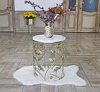 Кофейный стол Малый из металла и мрамора листьями Гинкго золото Гранд Презент 60647/М