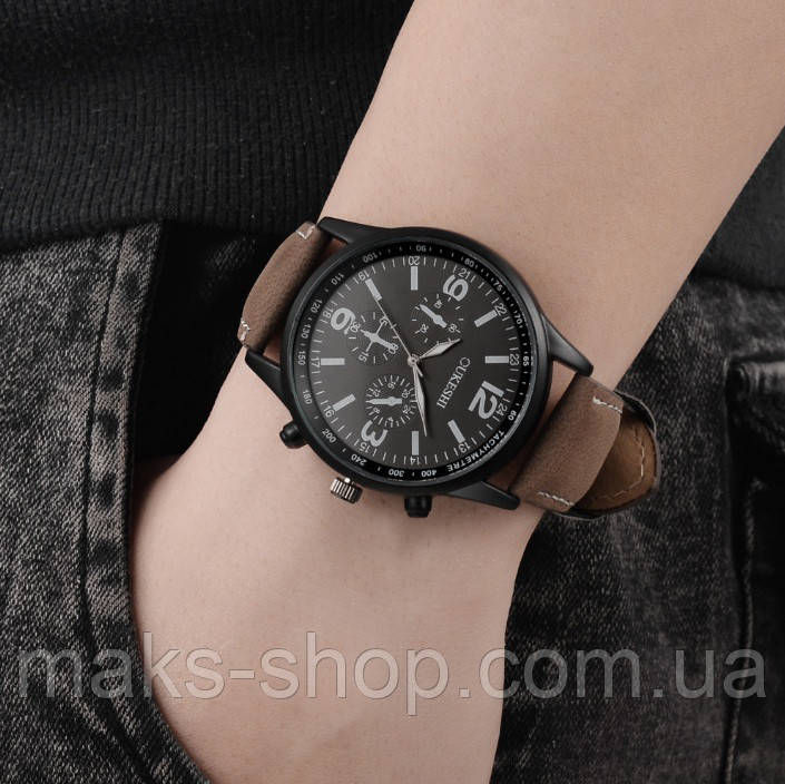 Мужские часы на руку Oukeshi Коричневый с черным - фото 3 - id-p1711700125