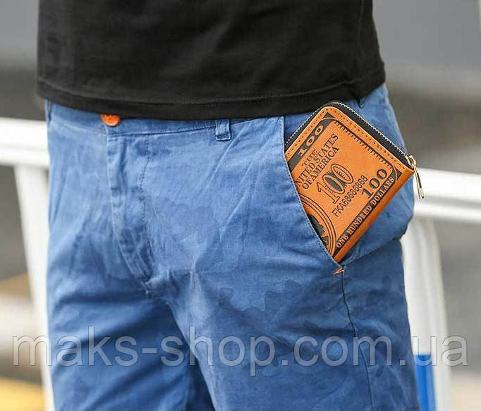 Мужской клатч портмоне доллар 100$ коричневый - фото 5 - id-p1711700131