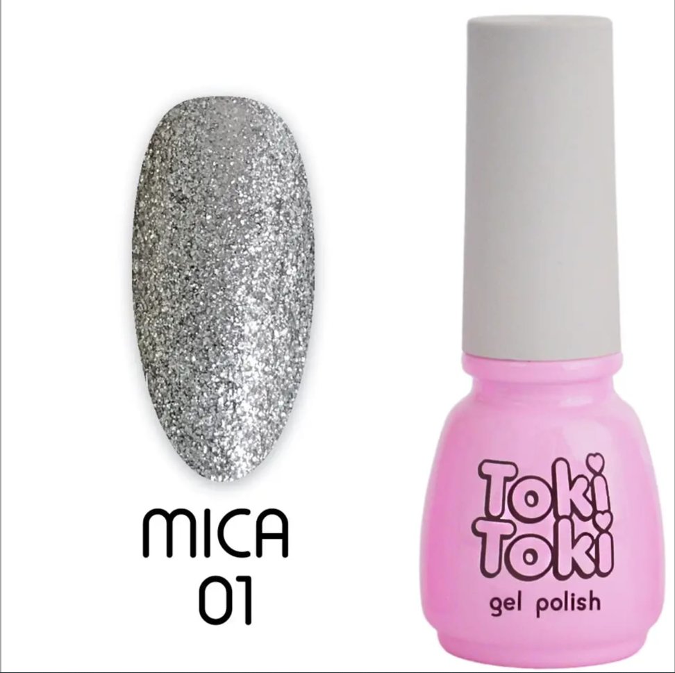 Гель лак для нігтів срібний Toki-Toki Гель-лак Mica №1 5 мл