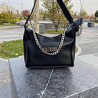 Модная женская мини сумочка клатч на плечо в стиле Guess черная, маленькая сумка с цепочкой экокожа