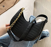 Мини сумка клатч, Женская сумка кросс-боди, маленькая сумочка через плечо для девушек крокодил Черный