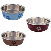 Trixie TX-25242 миска металева на гумі з пластиковим покриттям для собак та кішок - 0,4 л/14 см