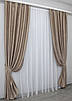 Комплект штор (2шт. 1,5х2,7м.) льон-софт, колекція "Парма". Колір какао. Код 1040ш 30-846, фото 3