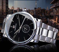 Мужские механические наручные часы Forsining S1164 люкс качество механика оригинал Серебро с Черным