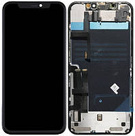 Дисплей модуль тачскрин iPhone 11 черный оригинал с верхним шлейфом