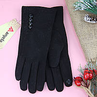 Женские сенсорные перчатки с мехом шитые трикотаж осень-зима размер S-M 3 пуговки