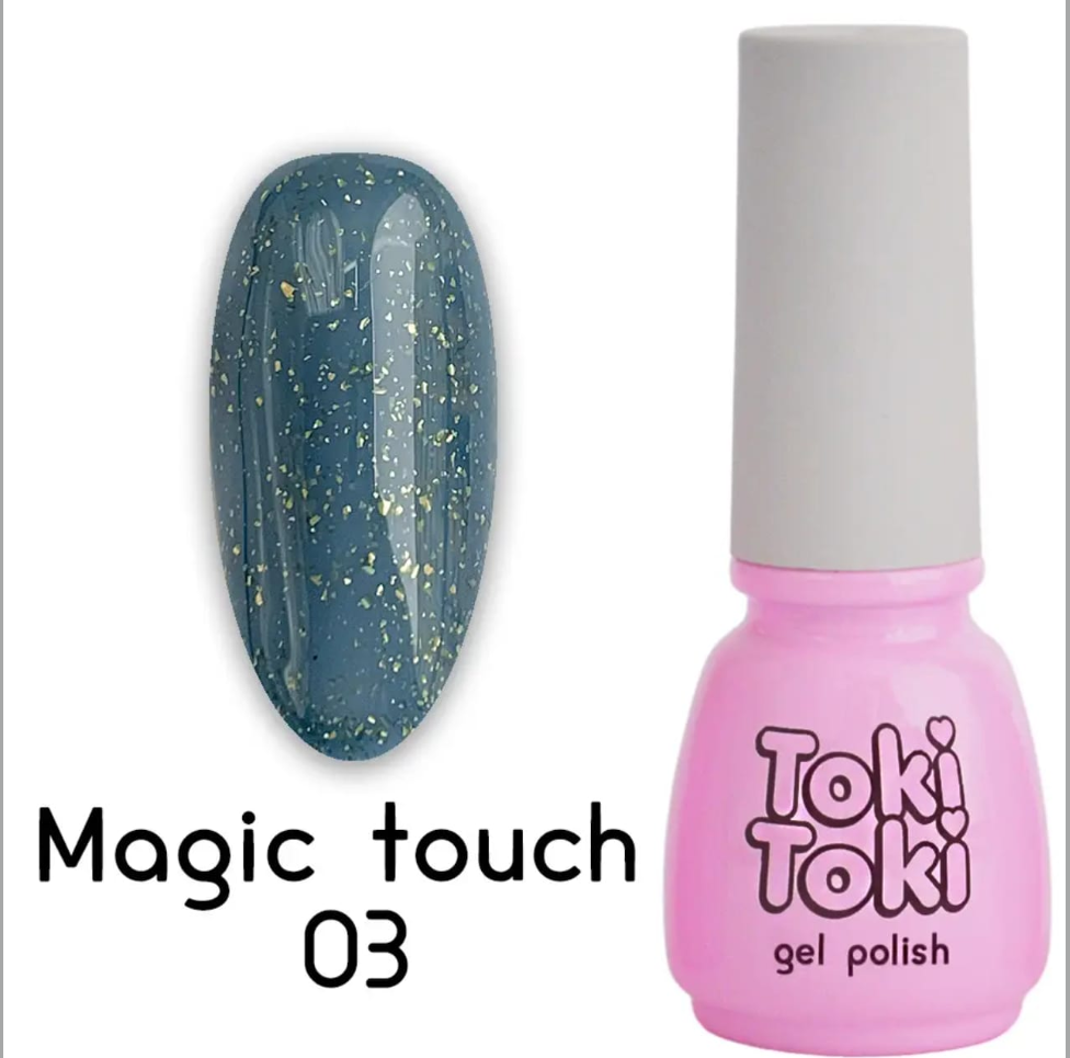 Гель лак для нігтів сіро-синій з поталлю Toki-Toki Гель-лак Magic Touch №3 5 мл