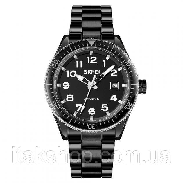 Мужские наручные классические часы Skmei 9232 (Черные на черном браслете) - фото 2 - id-p1711753242