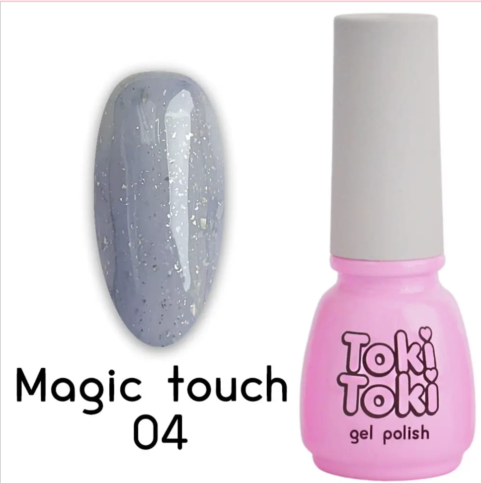 Гель лак для нігтів сірий з поталлю Toki-Toki Гель-лак Magic Touch №4 5 мл