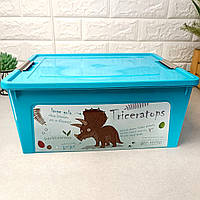 Контейнер для зберігання з кришкою 11,7 л Smart Box Динозавр Алеана, блакитний