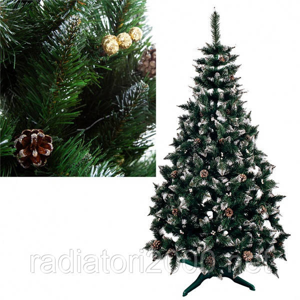 Ялинка новорічна штучна "Різдвоська" калина золота з шишками 2.2 м (у коробці)