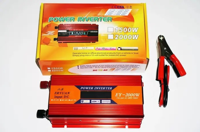 Перетворювач струму AC/DC з LCD-дисплеєм Eryuan 12V-220V 2000W Red