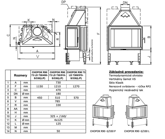 Розміри Kobok CHOPOK R90 73 LD 730/570-S/330(L/P)