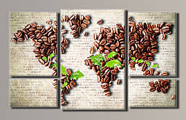 Модульна картина на полотні з 5 частин "Карта кави"