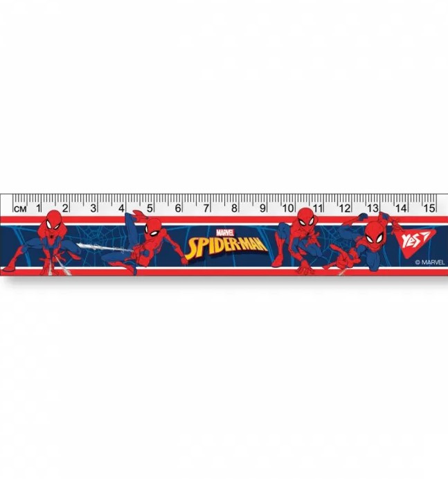 Лінійка пластикова Yes, 15 см Marvel.Spiderman