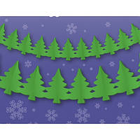 Гірлянда паперова 3D "Ялинки" 4м зелена
